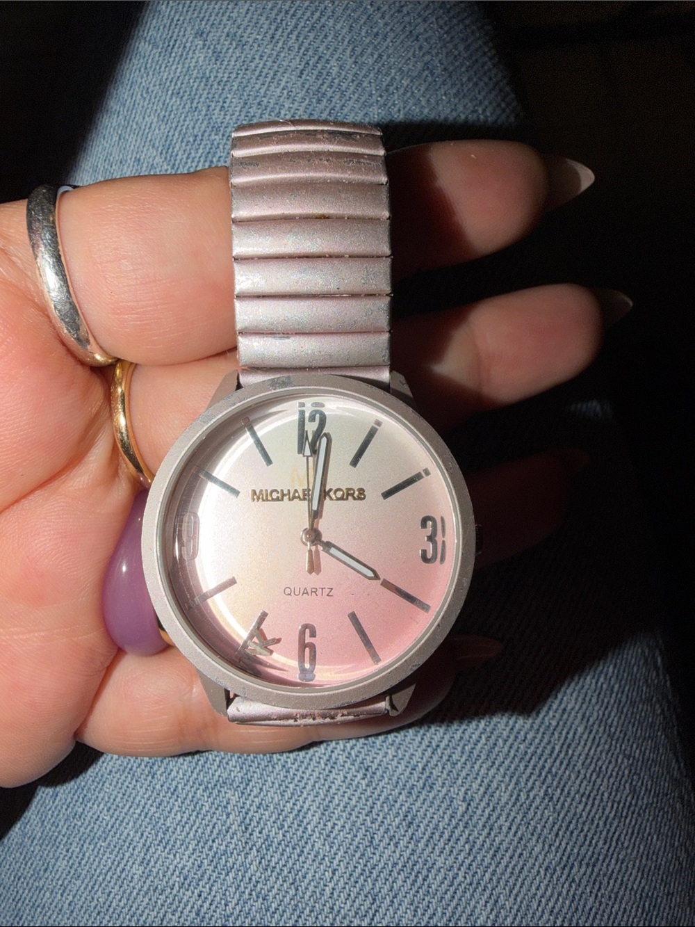 Michael Kors Pink Gradient Dial Stretch Bracelet Watch